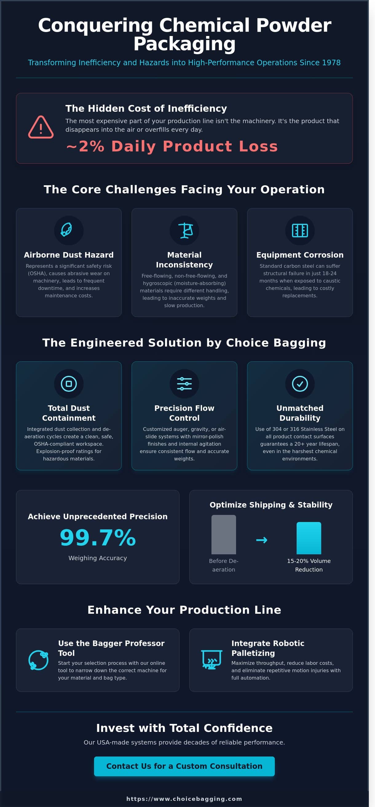 chemical powder packaging equipment: the ultimate guide to efficiency and safety infographic